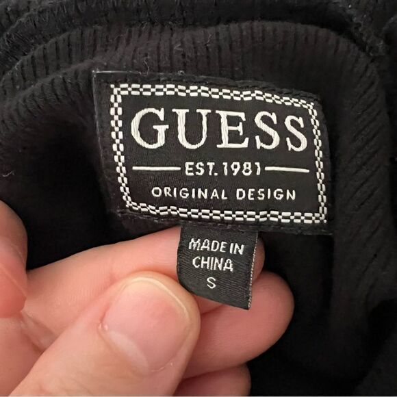 Guess Sweater Womens Small Black Rib-Knit Long Sleeve Turtle Neck Viscose Blend - Picture 9 of 13